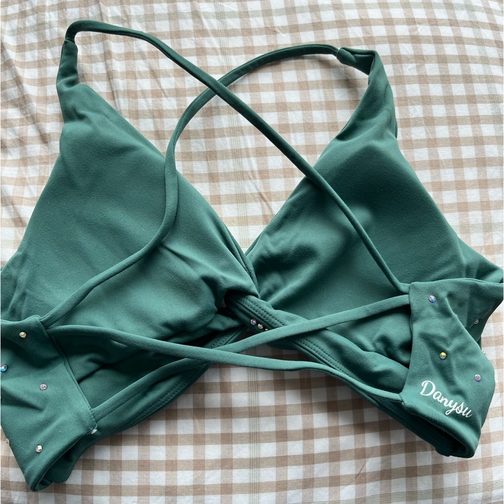 Pro Dance Green Rhinestone Bra Top - Picture 2 of 4